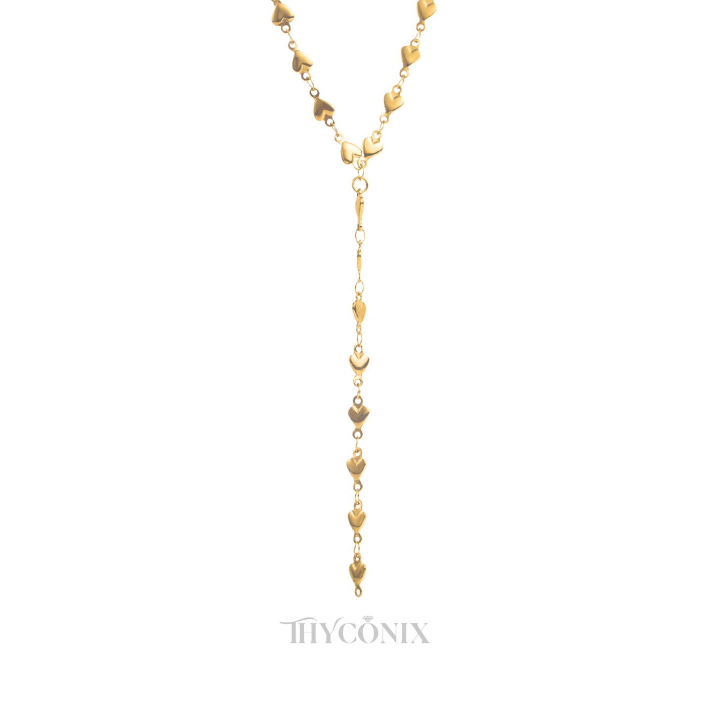 Y heart Chain Crystal Gemstone Gold Cross