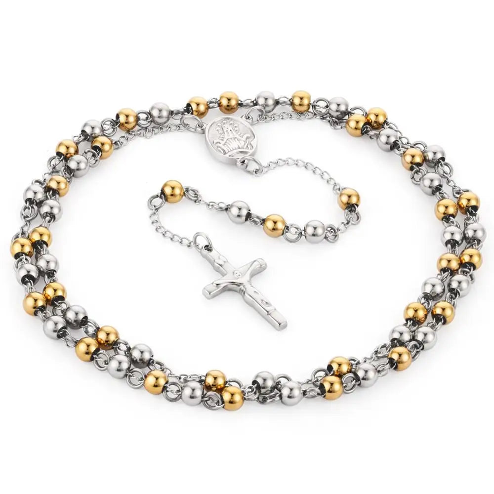 Stainless Steel Rosary Necklace