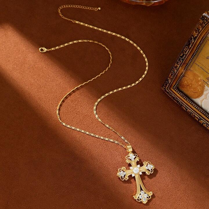 Gold allure cross necklace