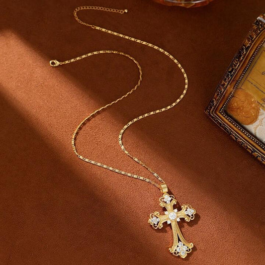 Gold allure cross necklace