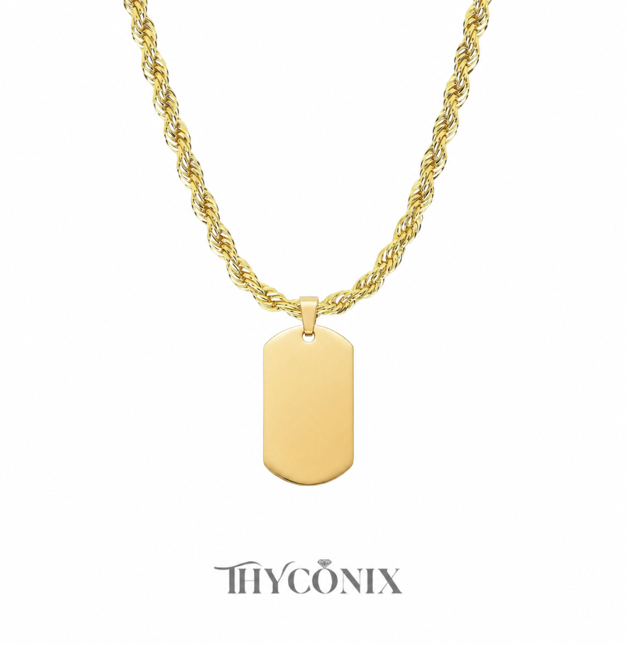 Gold twisted rope dog tag chain
