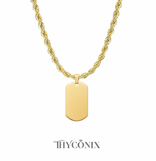 Gold twisted rope dog tag chain