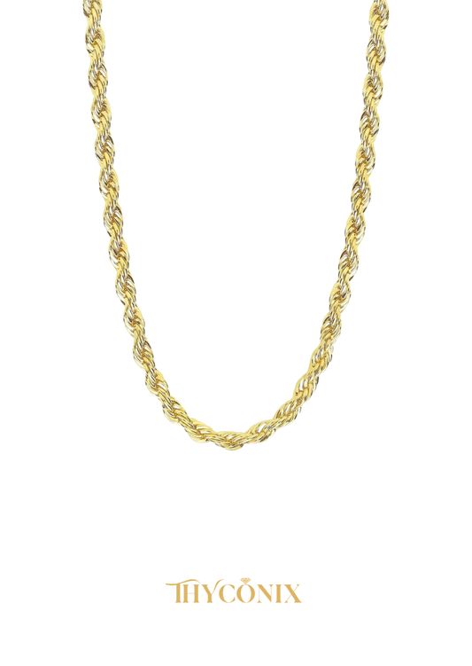 Twisted rope gold chain