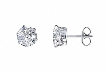 Stainless Steel Cubic Zirconia Round Stud Earrings