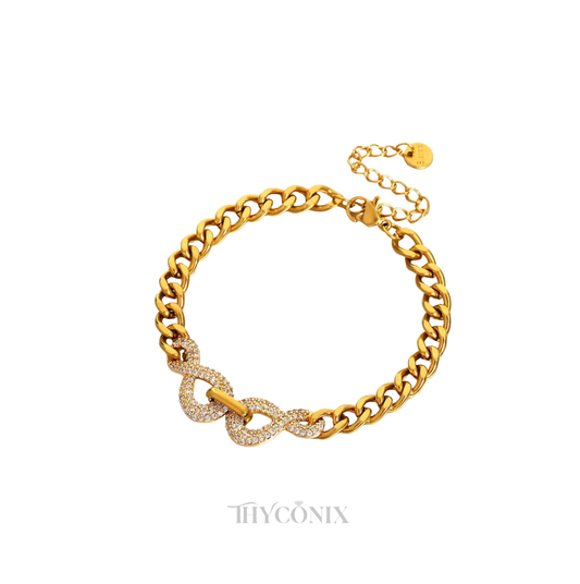 Gold Infinity Rhinestone Cuban Link Bracelet