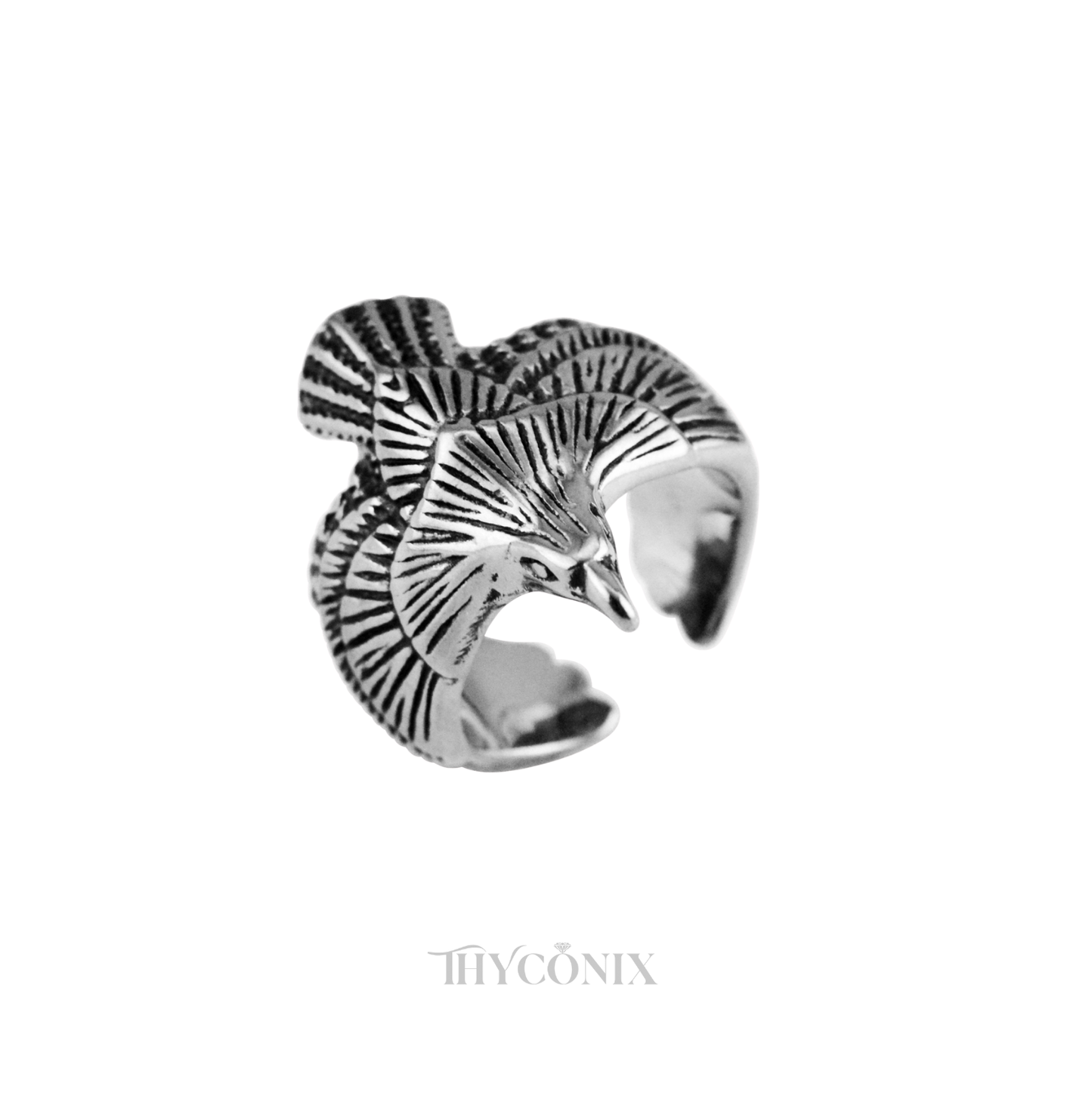 Night-Wing Eagle Silver Ring