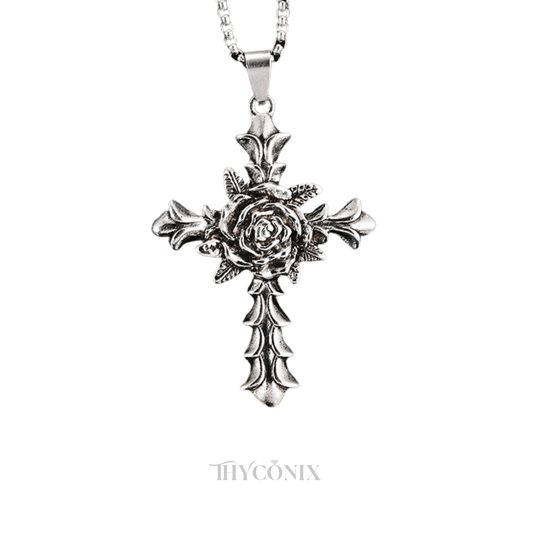 Thorne Rose Silver Cross Necklace