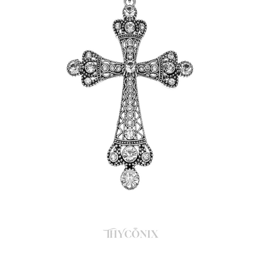 Vintage Alloy Large Cross Silver Pendant