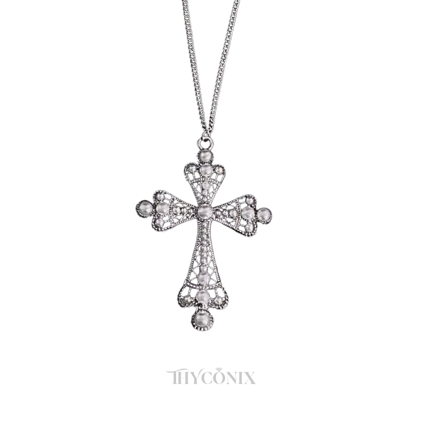 Vintage Alloy Large Cross Silver Pendant