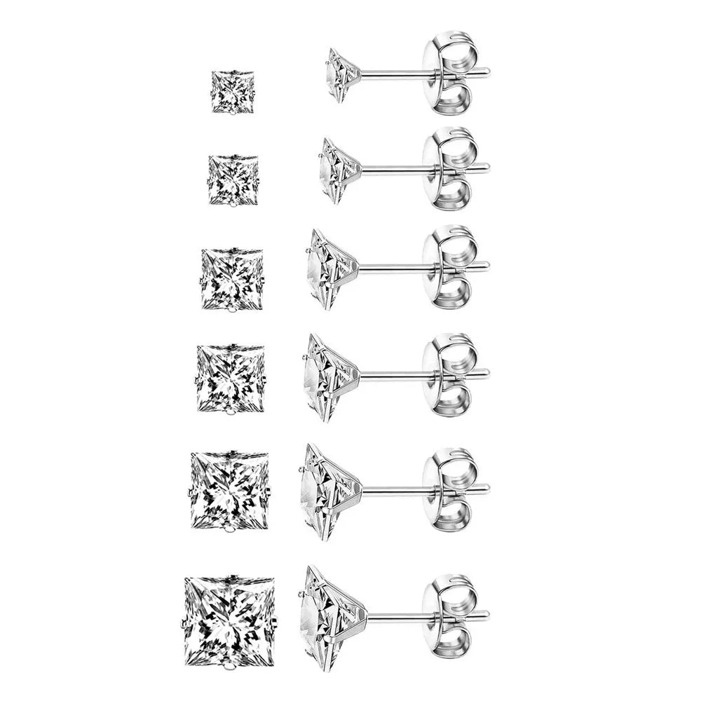 3-8mm Hypoallergenic Stainless Steel Stud Earrings