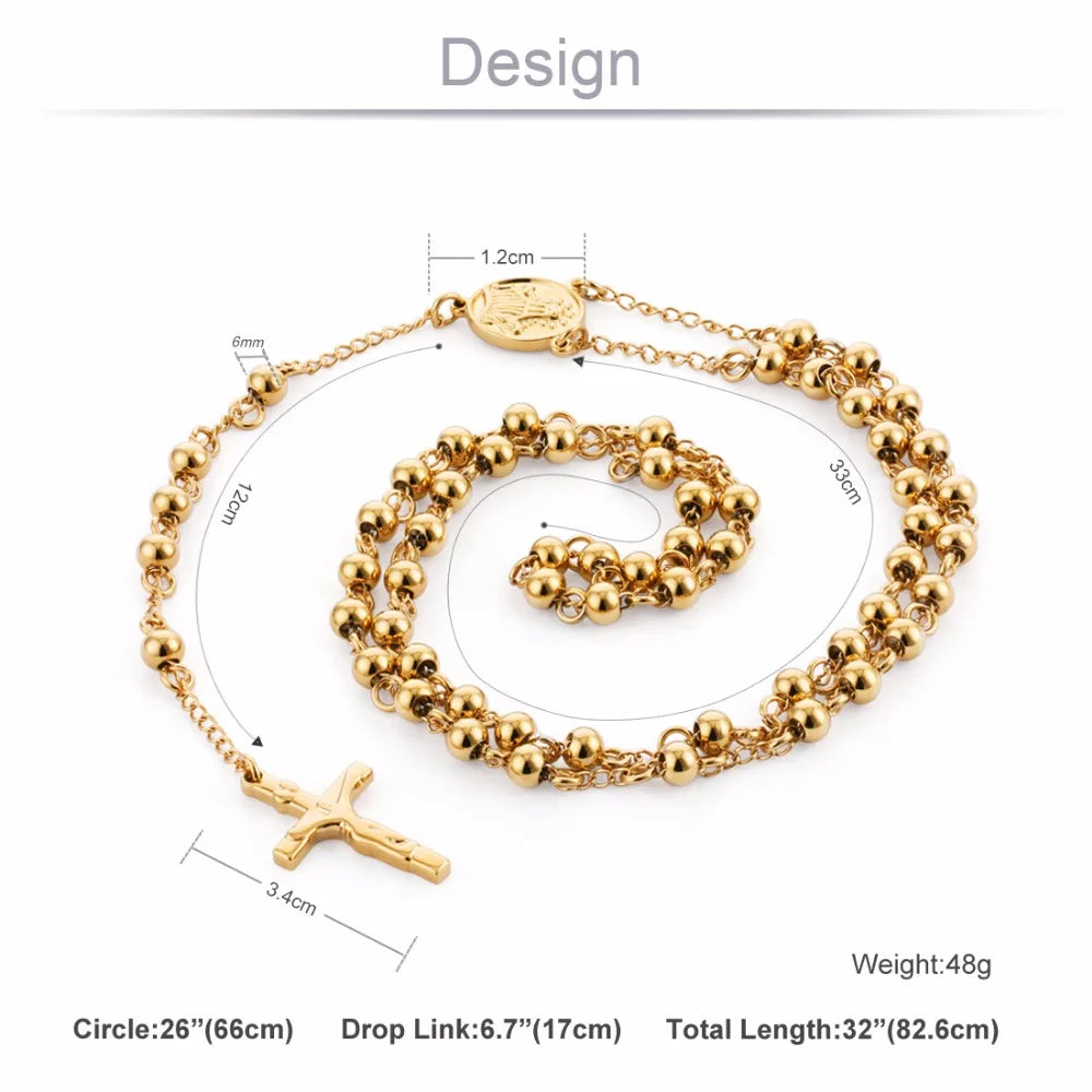 Stainless Steel Rosary Necklace