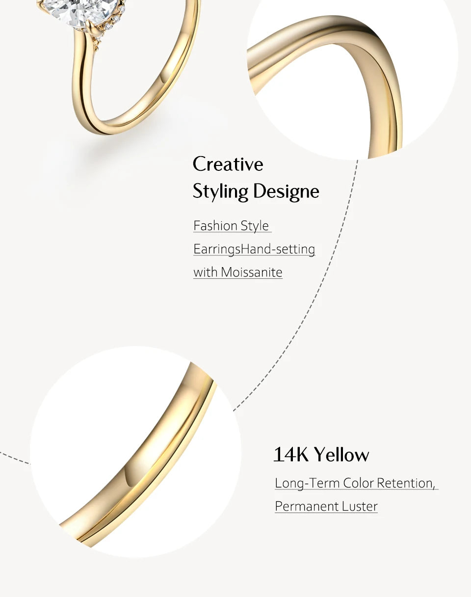 2CT D VVS1 Moissanite S925 Sterling Silver Rings