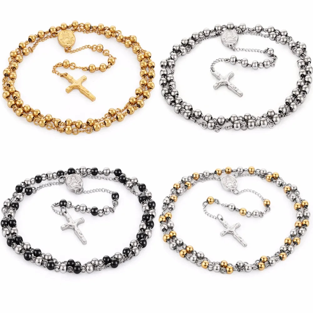 Stainless Steel Rosary Necklace