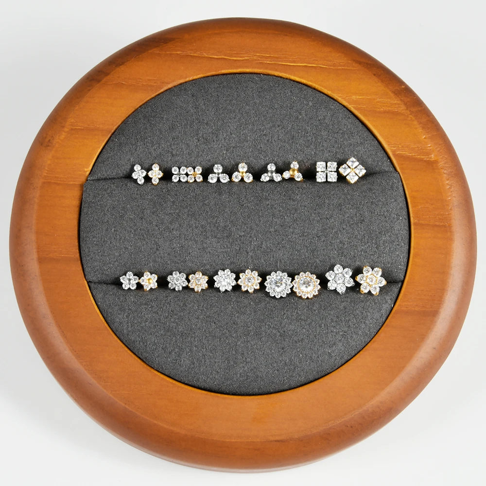 Titanium Zircon Flower Stud Piercing