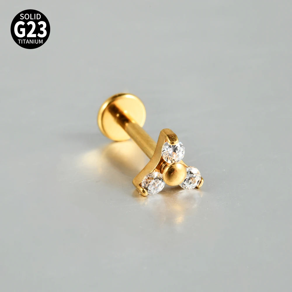 Titanium Zircon Flower Stud Piercing