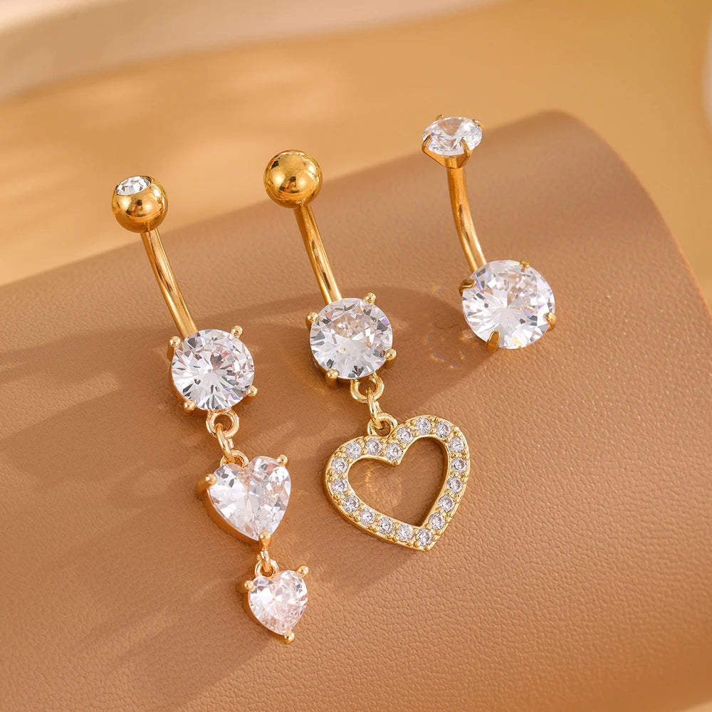 Mixed-Style Sets Heart Flower Belly Button Rings