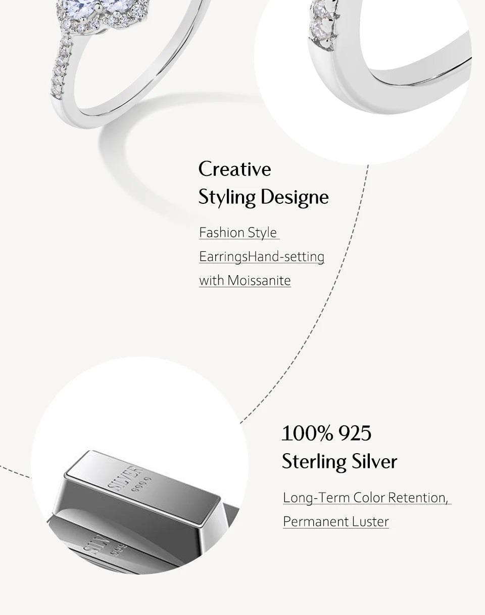 Moissanite Jewelry Set D VVS1 S925 Sterling Silver