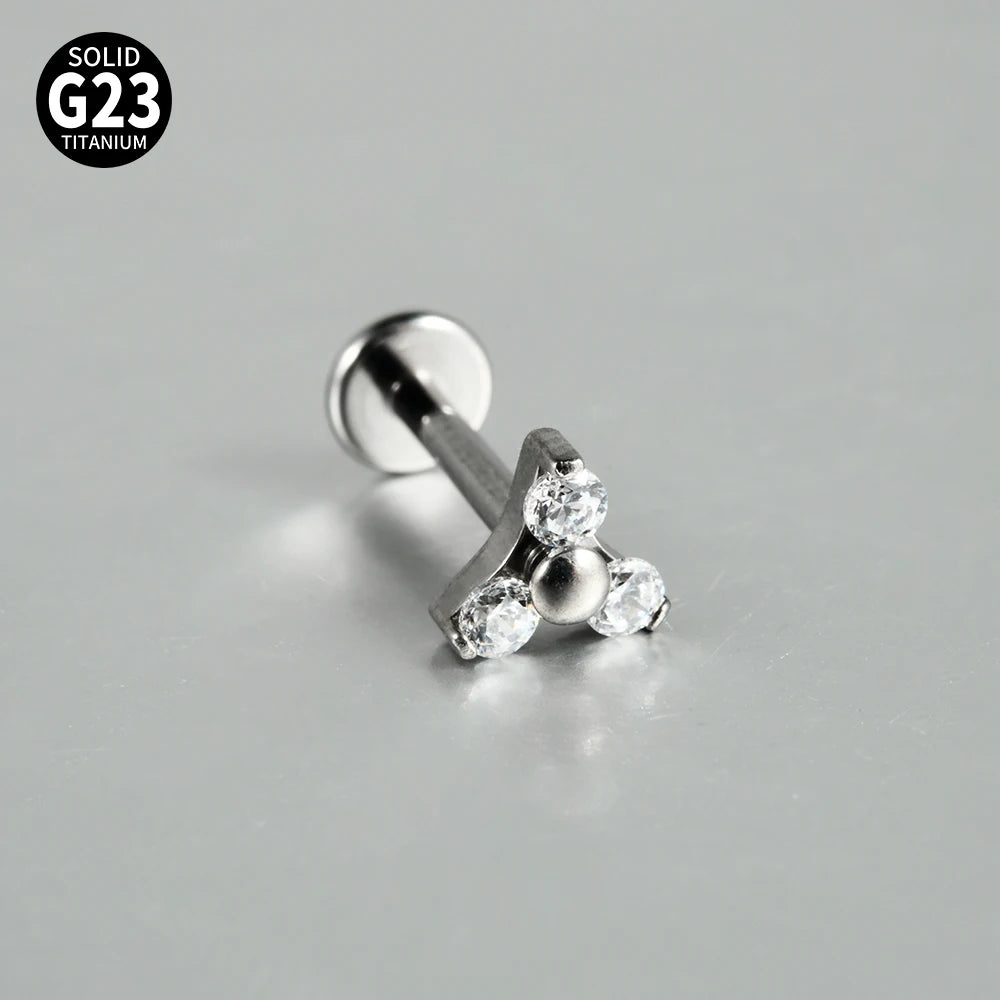 Titanium Zircon Flower Stud Piercing