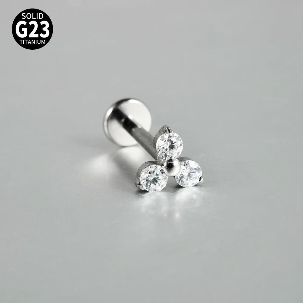 Titanium Zircon Flower Stud Piercing