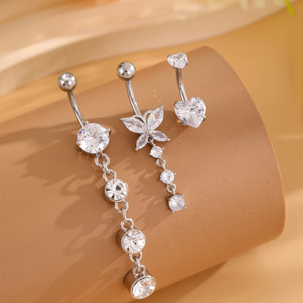 Mixed-Style Sets Heart Flower Belly Button Rings