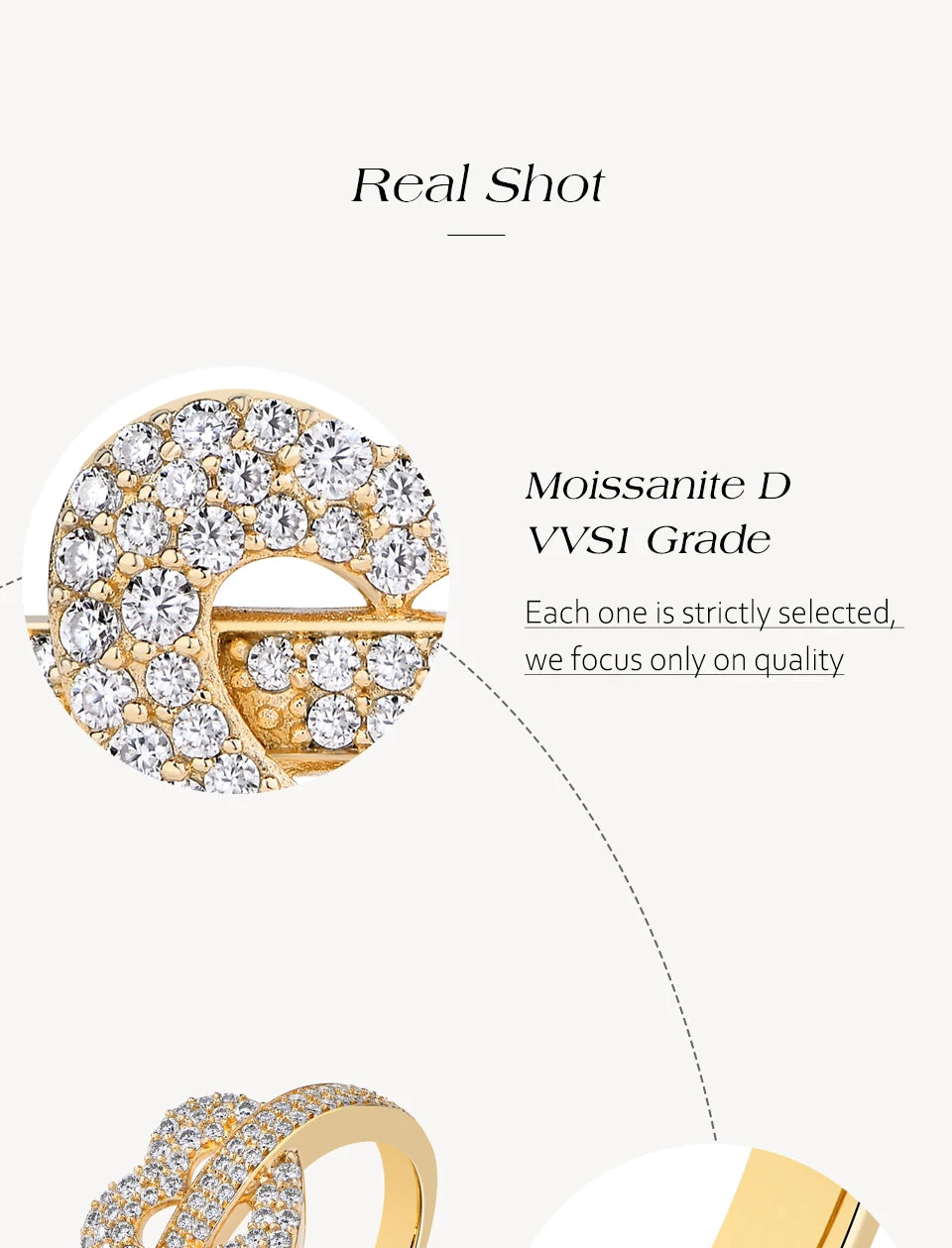 DVVS1 18K Gold Plated Heart Shape Moissanite Ring 925 Sterling Silver