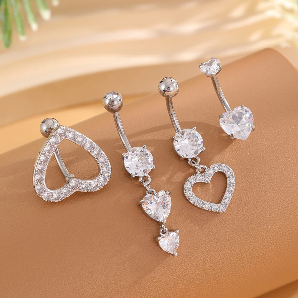 Mixed-Style Sets Heart Flower Belly Button Rings