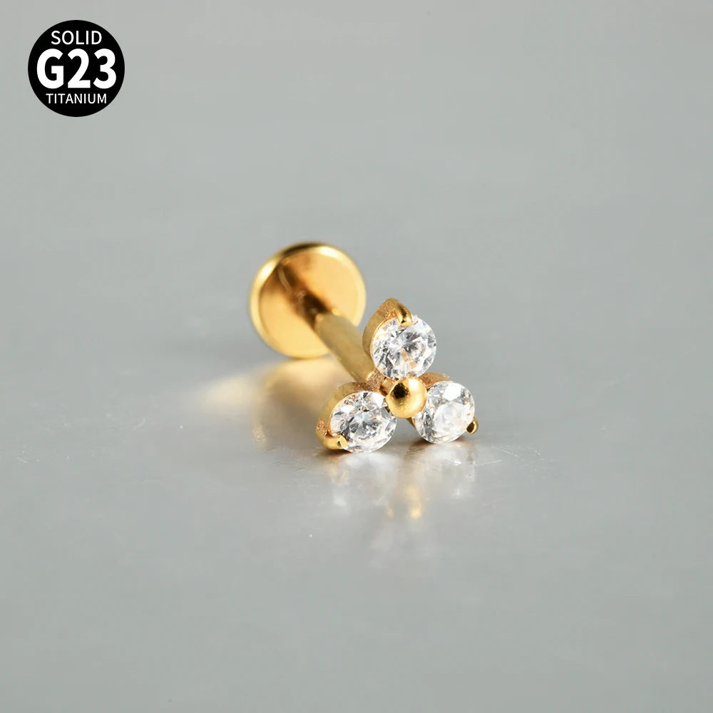 Titanium Zircon Flower Stud Piercing