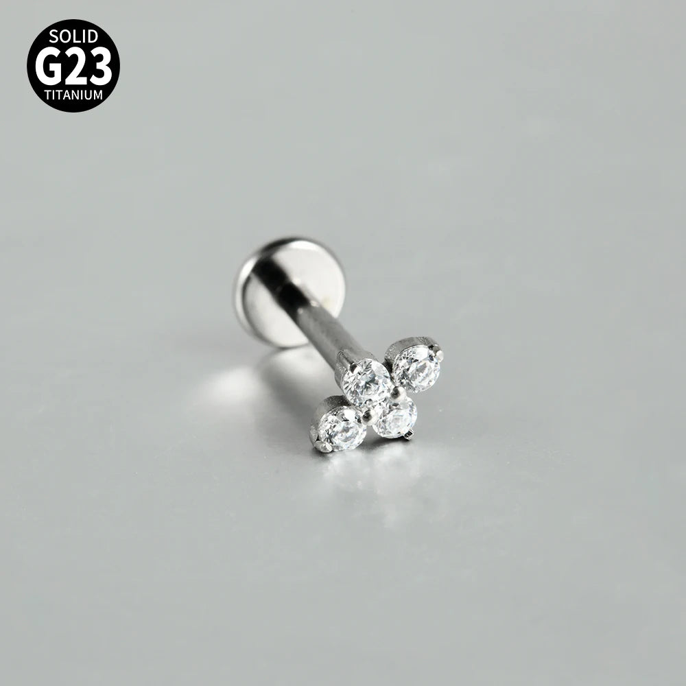 Titanium Zircon Flower Stud Piercing
