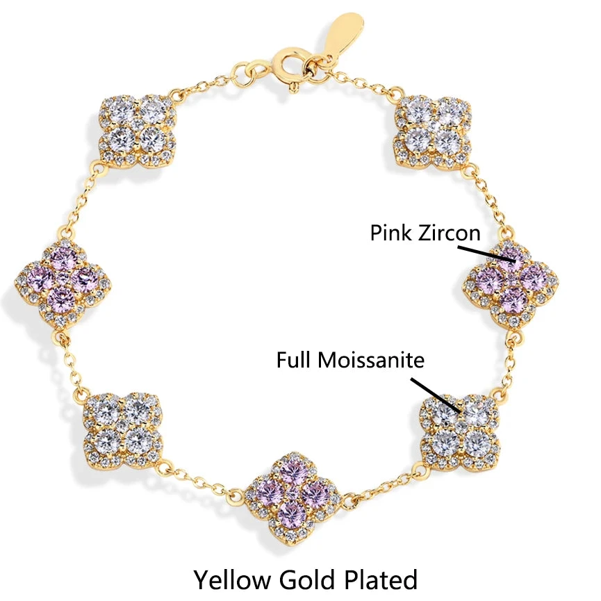 Moissanite Bracelet D VVS1 S925 Sterling Silver Gold Plated