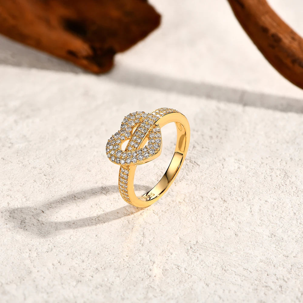 DVVS1 18K Gold Plated Heart Shape Moissanite Ring 925 Sterling Silver