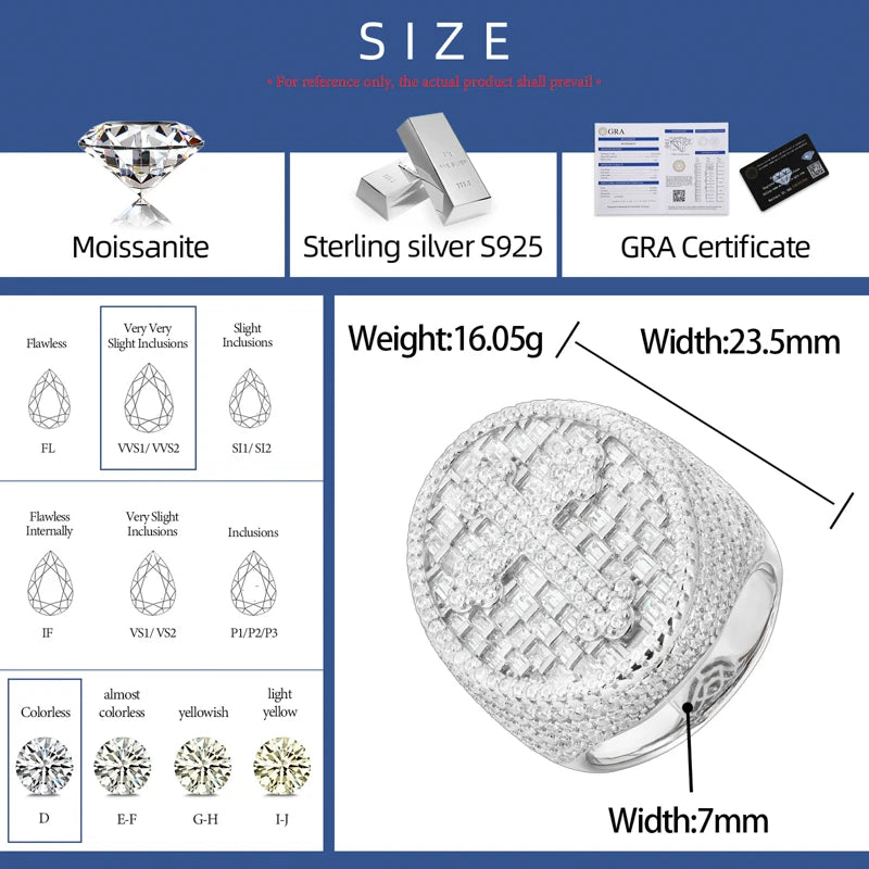 Moissanite Diamond Cross Ring