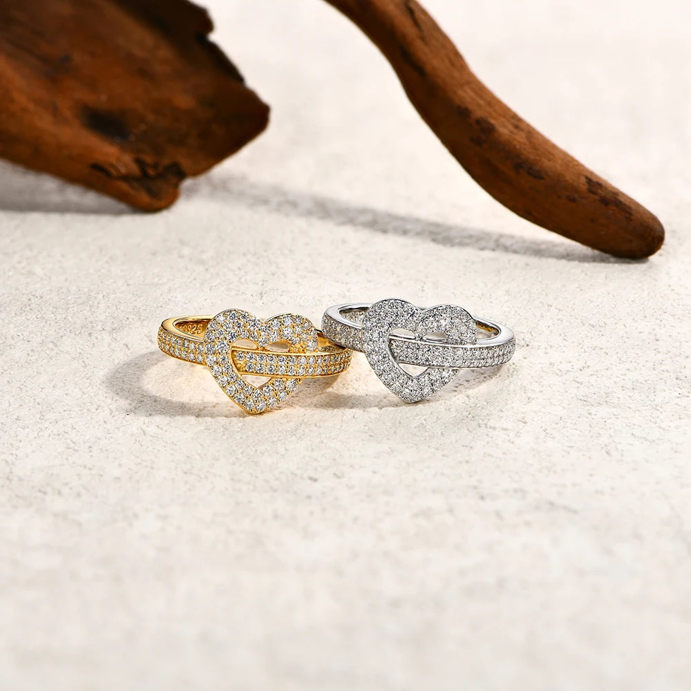 DVVS1 18K Gold Plated Heart Shape Moissanite Ring 925 Sterling Silver