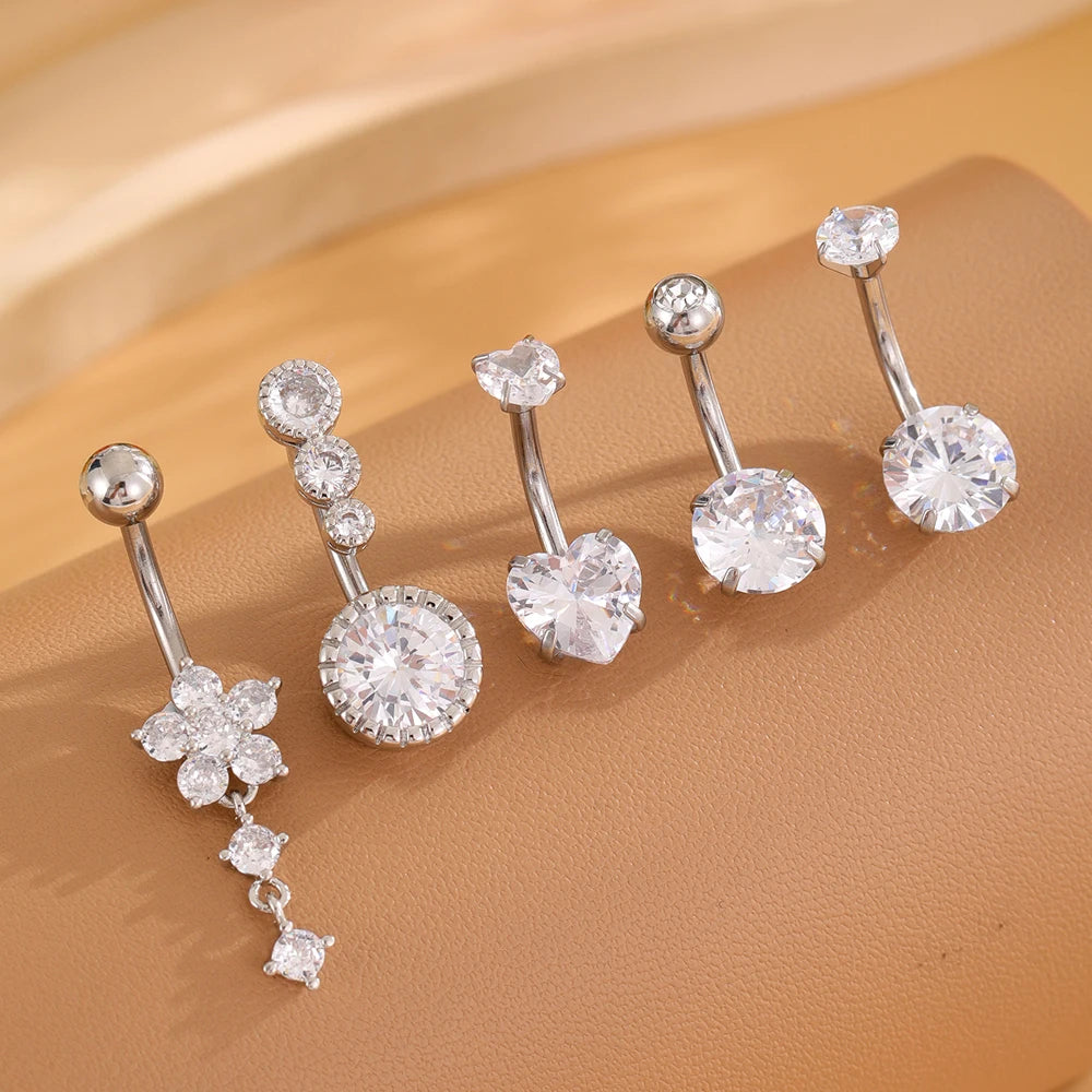 Mixed-Style Sets Heart Flower Belly Button Rings