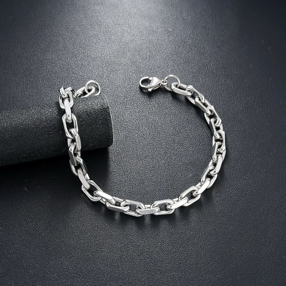 Stainless Steel Cuban Mariner Chain Bracelet
